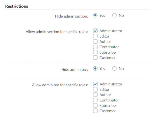 Restrict User Account Access Plugin screenshot 2