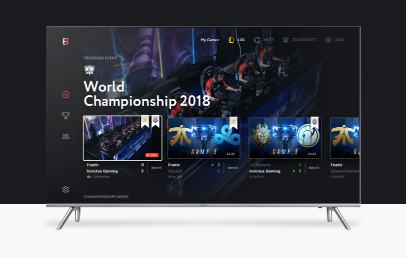 eSports TV App Concept screenshot 2