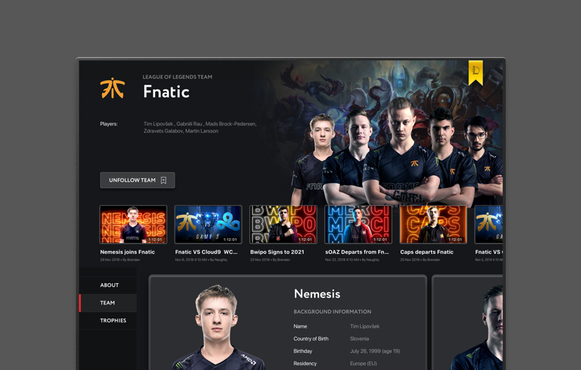 eSports TV App Concept screenshot 3