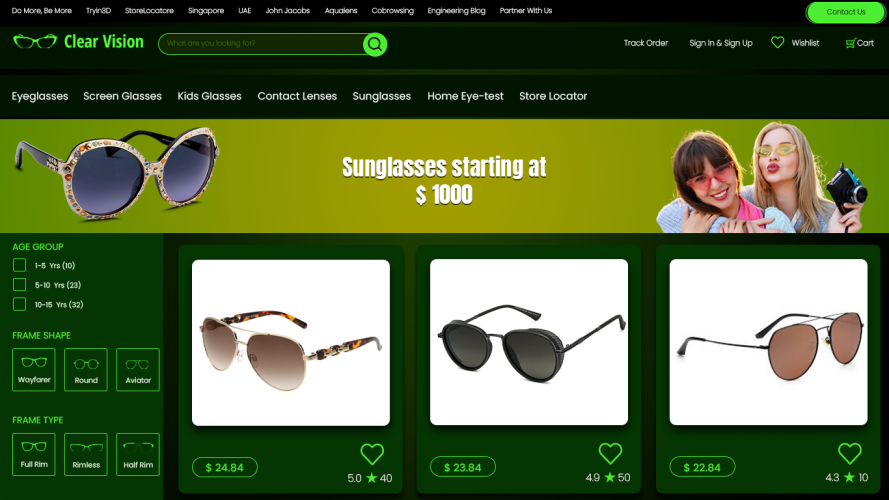 Clear Vision - Ecommerce Website screenshot 2