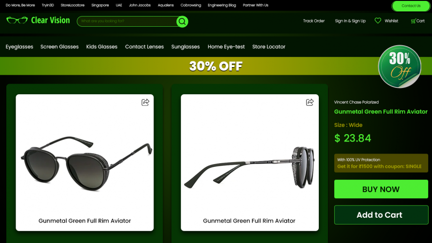 Clear Vision - Ecommerce Website screenshot 1