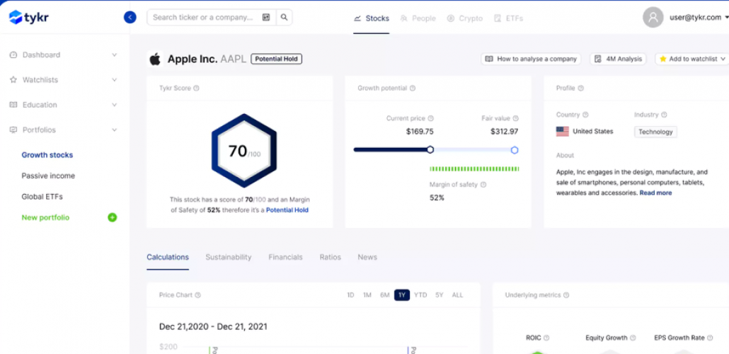 Tykr: Stock Investment Platform Design screenshot 1