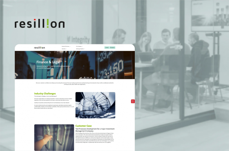 Business Communication transformation and a new website for global quality assurance leader Resillion. screenshot 2