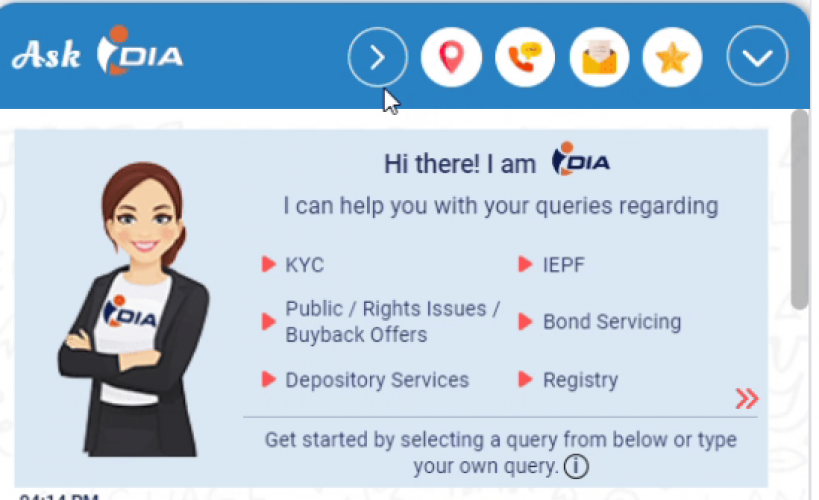 Idia Chatbot for Link Intime screenshot 1