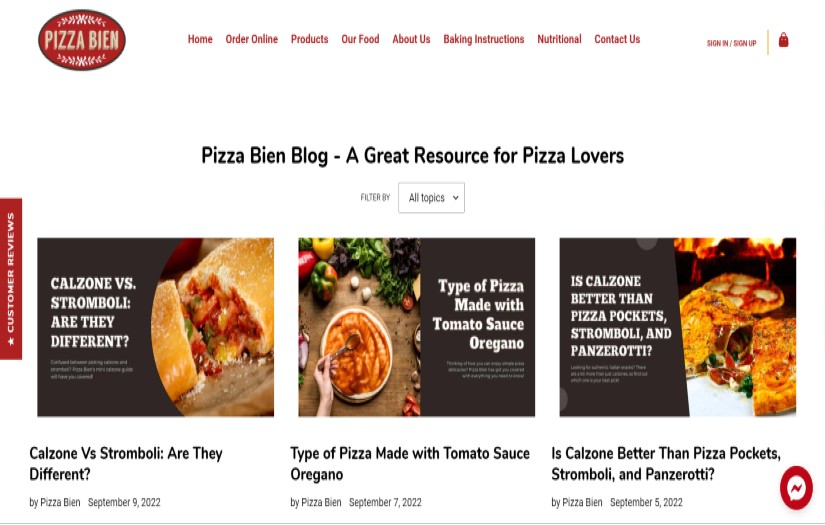Ecommerce SEO Portfolio - Pizza Bien - Google USA National Search Ranking | Freelancers HUB screenshot 2