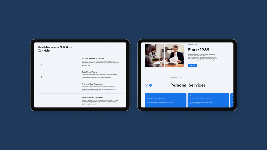 Corporate website redesign for Mendelson Solicitors law firm screenshot 2