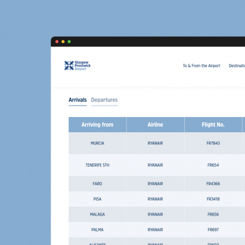 Glasgow Prestwick Airport Website Design & Build screenshot 1