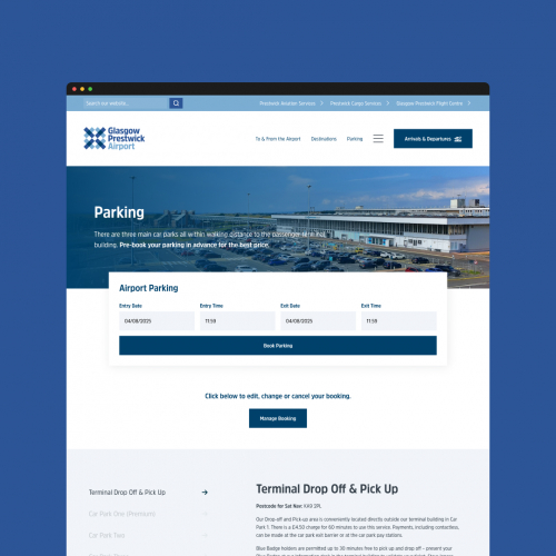 Glasgow Prestwick Airport Website Design & Build screenshot 4