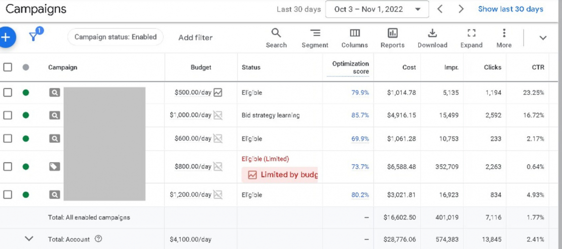 Promoting a women's clothing brand on Google: budget $28,776.06 screenshot 1
