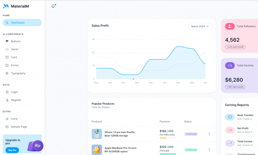 MaterialM Bootstrap Template screenshot 1