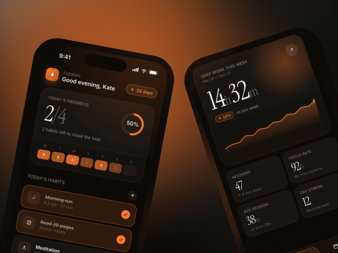 Ember | Habit & Focus App Design screenshot 2