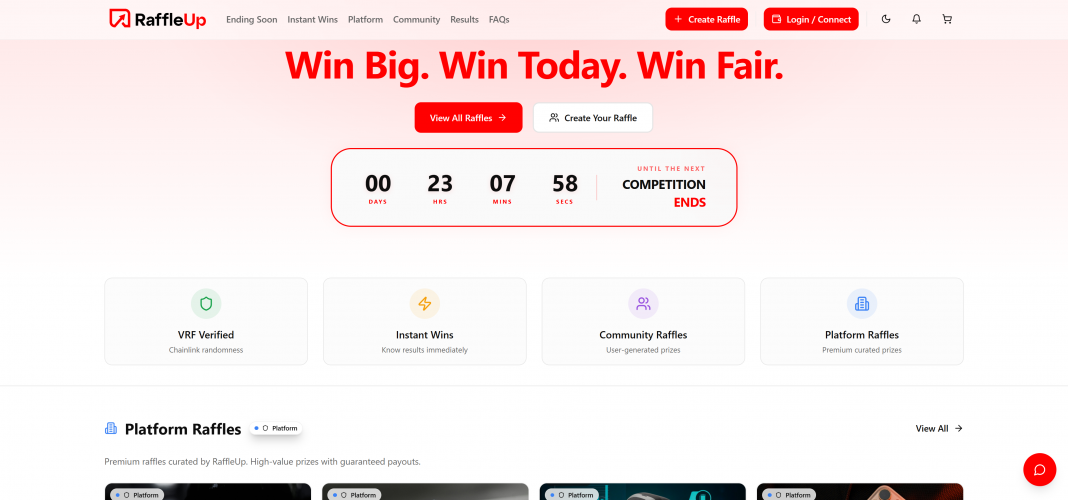 Web3 Raffle & Giveaway Platform with Secure Ticketing and Automated Draw System screenshot 1