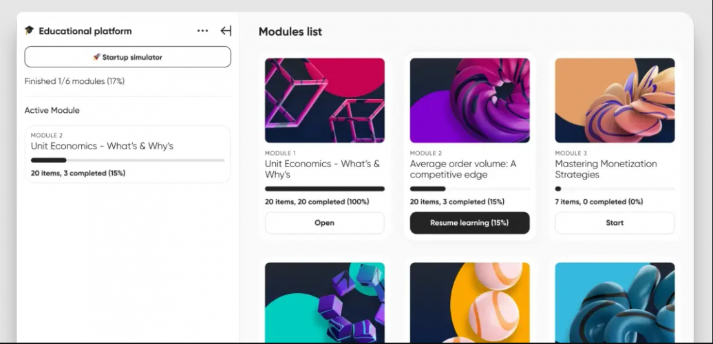 Educational platform with a business simulator to learn unit economics screenshot 3