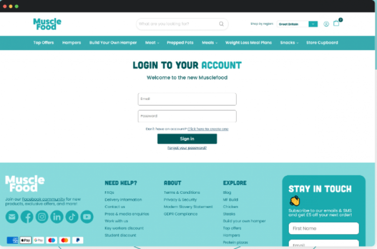 Muscle Food Website screenshot 1