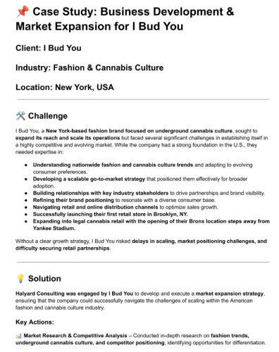 Business Development & Market Expansion for Cannabis Brand screenshot 1