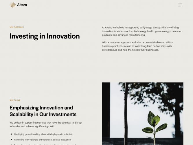 Altara Ventures Website screenshot 2