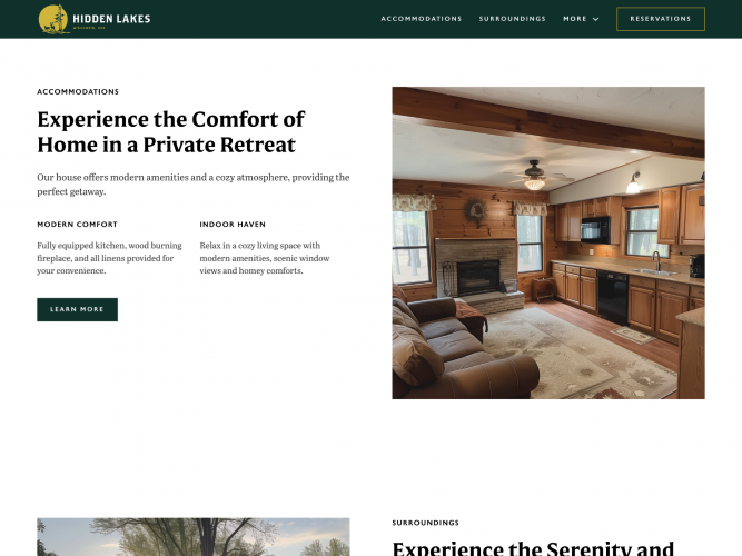 Hidden Lakes Website screenshot 1