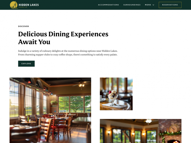 Hidden Lakes Website screenshot 2