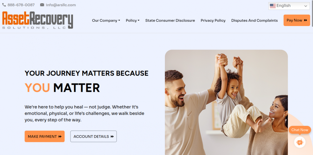 Website Redesign & Development — Asset Recovery Solutions (Financial Services) screenshot 1