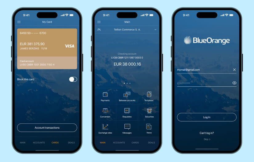 BlueOrange App: Empowering Banking Experience with a Latvian Bank screenshot 1