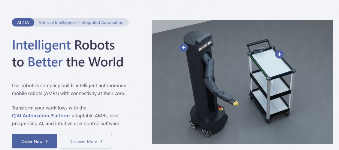 Corporate website/store for Quasi Robotics (robot manufacturer) screenshot 1