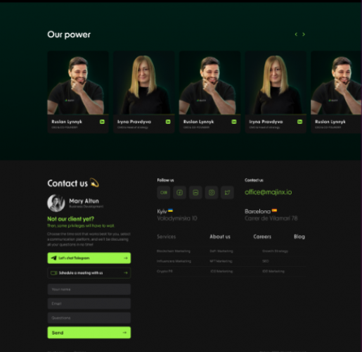 Corporate website for marketing agency Majinx screenshot 2