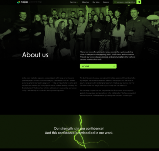 Corporate website for marketing agency Majinx screenshot 4