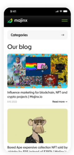 Corporate website for marketing agency Majinx screenshot 1