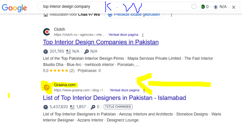 Marketingkinges provide SEO services for Graana interor design company screenshot 1