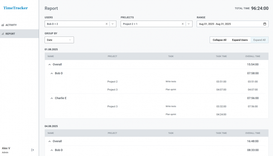 Time tracking software screenshot 2