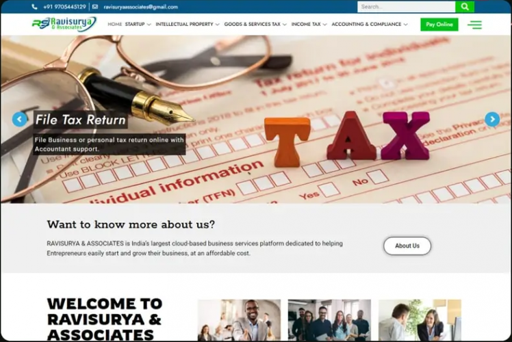 Ravisurya Associates: A CA Firm Legal Business Website Development Case Study screenshot 2