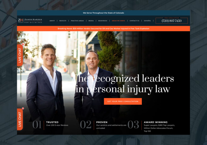 Zaner Harden Law | WordPress screenshot 1