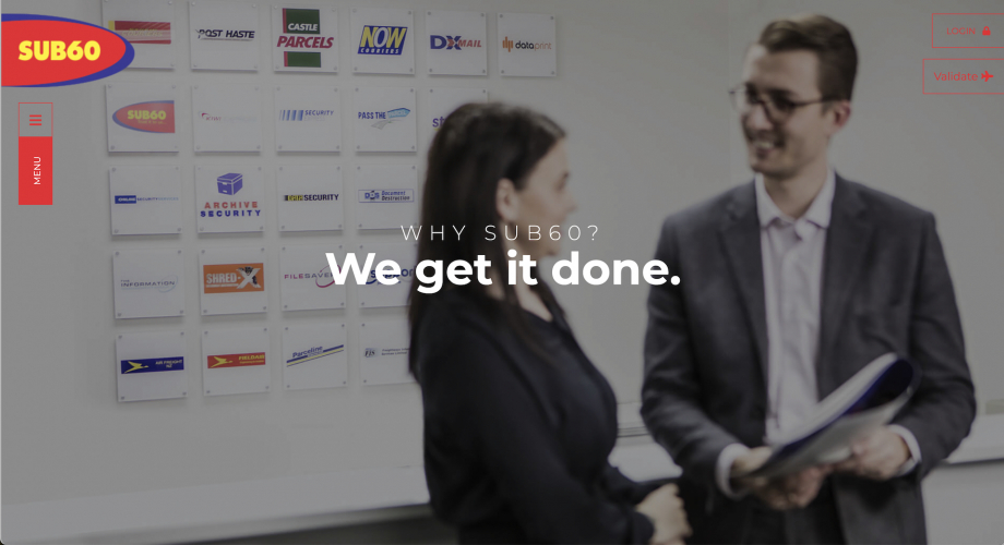 SUB60 Couriers Website screenshot 1