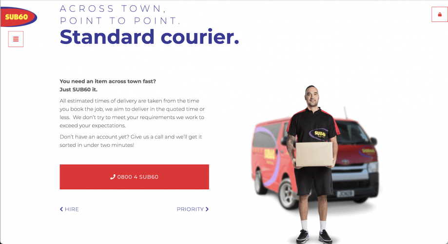 SUB60 Couriers Website screenshot 3