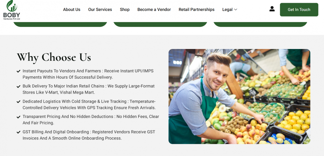 B2B Marketplace & Vendor Portal Boby Ventures screenshot 1