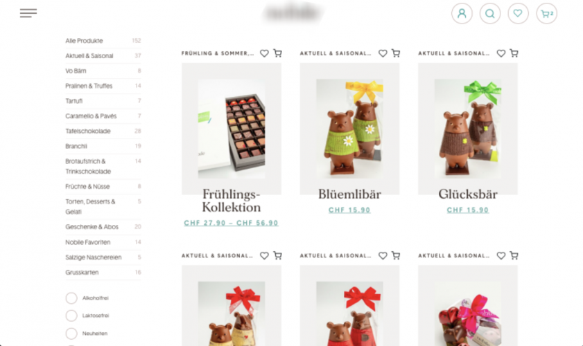 E-commerce platform for a chocolate store screenshot 1