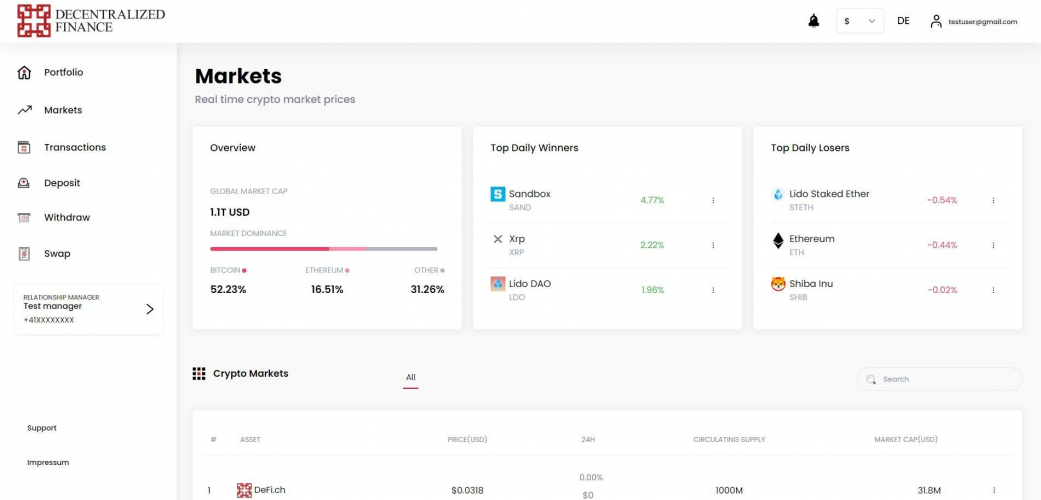 Finance or crypto exchange platform screenshot 2