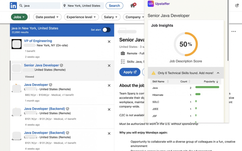 Job Description Chrome Extension screenshot 1