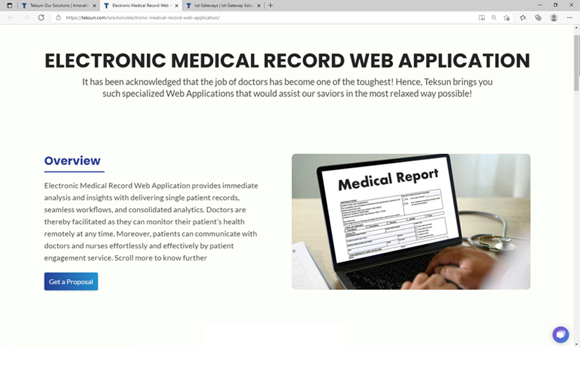 Electronic Medical Record Web Application screenshot 1