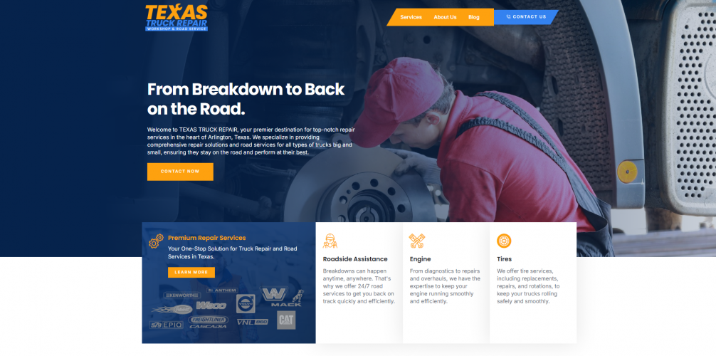 “Texas Truck Repair” Website Revamp & SEO Services screenshot 1