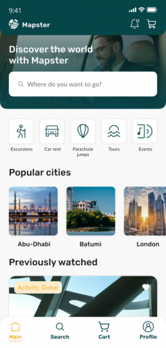 React Native app for 'Mapster' travel service screenshot 3