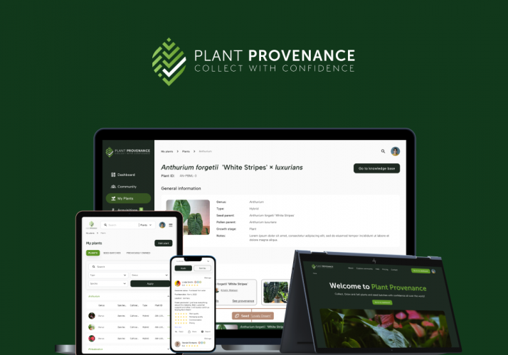 Plant Provenance: Web App, Niche Social Platform screenshot 1