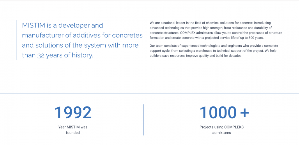 MISTIM – Website Redesign for a Concrete Admixtures Manufacturer screenshot 1