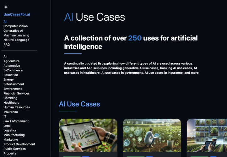 UseCasesFor.Ai – AI Use Cases Website screenshot 1