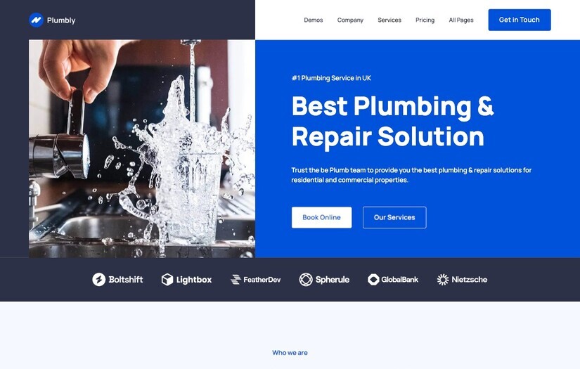 Plumbly - Plumber and Handyman Website Template screenshot 1