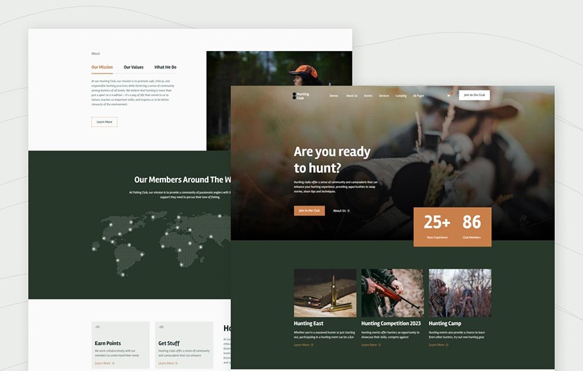 Fishing and Hunting Club - Small Business Website Template screenshot 1