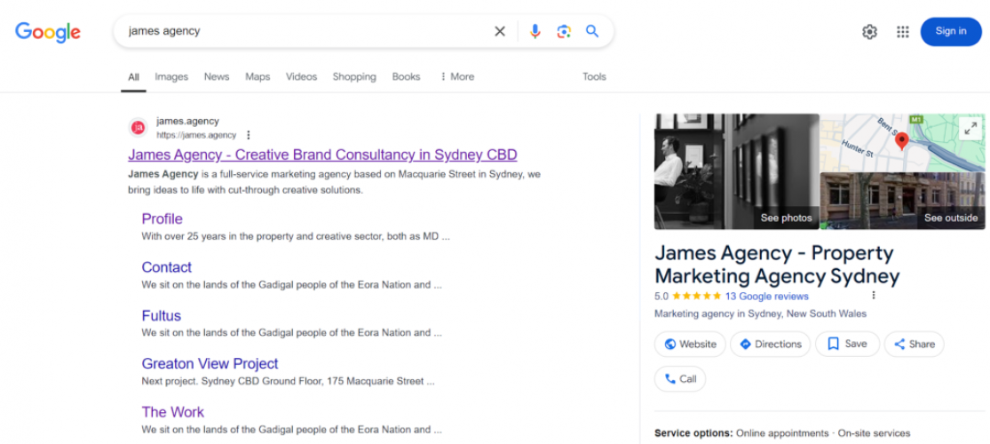 Enhancing Search Visibility for James Agency screenshot 1