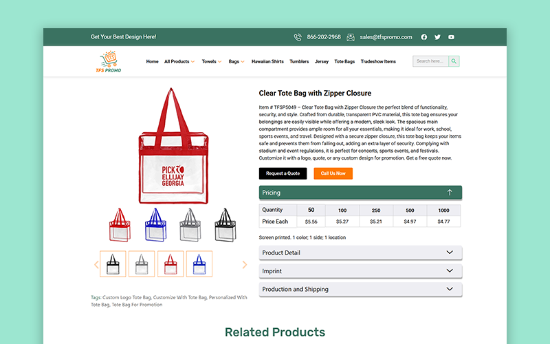 TFS Promo Ecommerce Website screenshot 3