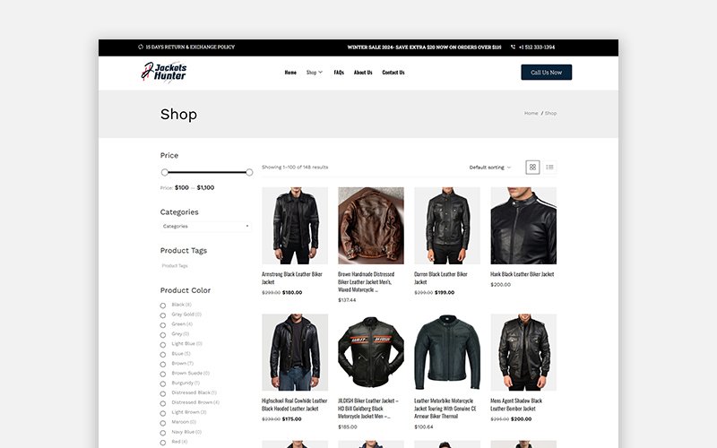 Jackets Hunter Ecommerce Website screenshot 2