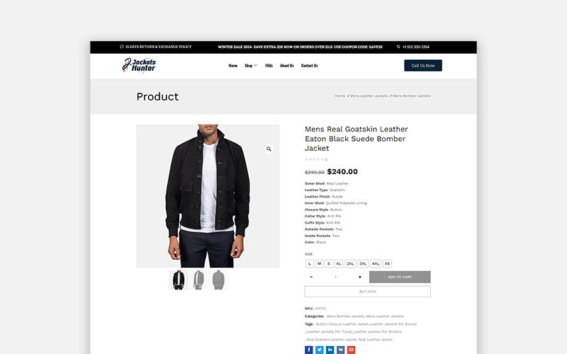 Jackets Hunter Ecommerce Website screenshot 4